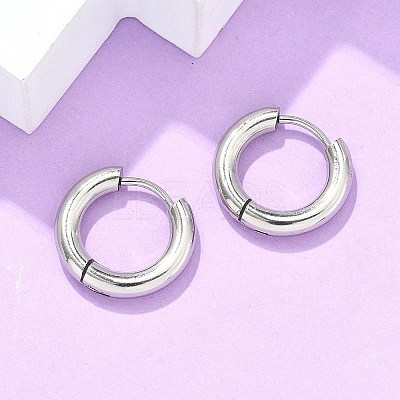 Tarnish Resistant 304 Stainless Steel Huggie Hoop Earrings LS-EJEW-F111-16mm-P-1