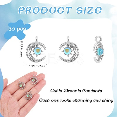 10 Pieces Alloy Moon Charm Pendant Crescent Moon Charms with sun Half Moon pendant for Jewelry Necklace Earring Making Crafts JX394A-1