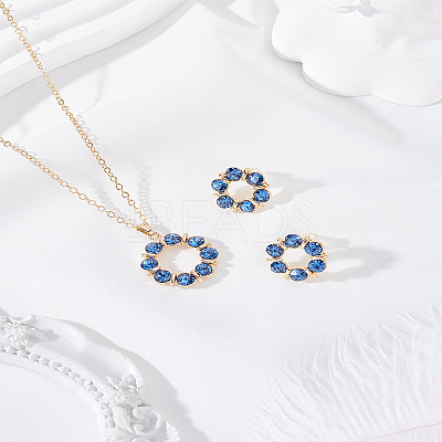 Wreath Alloy Rhinestone Pendant Necklace & Stud Earring Sets SJEW-LP0001-56B-1