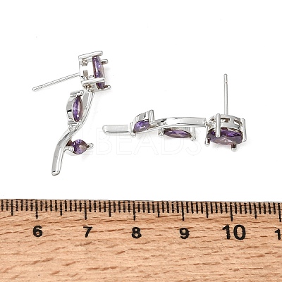 Brass Micro Pave Cubic Zirconia Stud Earrings KK-CBA8324-20P-1