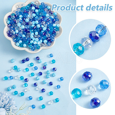 500Pcs 5 Style Electroplate Glass Beads EGLA-PH0001-40B-1