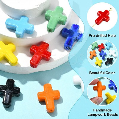 8Pcs 8 Colors Handmade Lampwork Beads LAMP-CJ0003-09-1