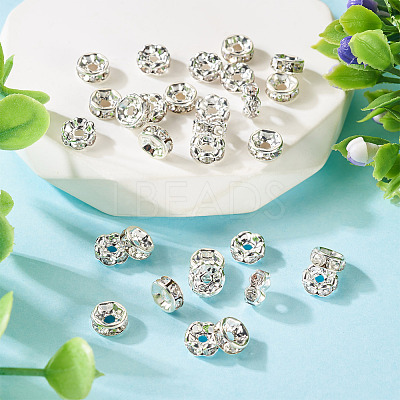 30Pcs 2 Colors Brass Rhinestone Spacer Beads RB-TA0001-29J-1