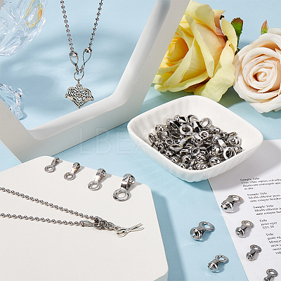 80Pcs 4 Styles 304 Stainless Steel Ball Chain Connectors FIND-SC0011-11-1