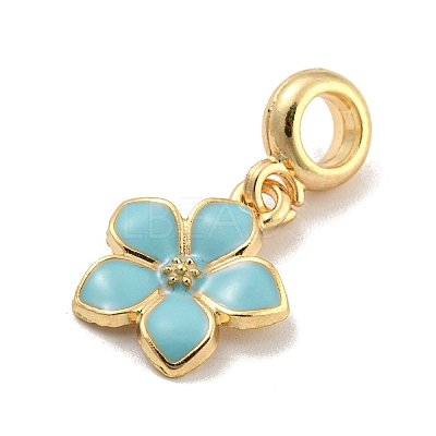 Rack Plating Alloy Enamel Flower European Dangle Charms FIND-B034-55G-07-1