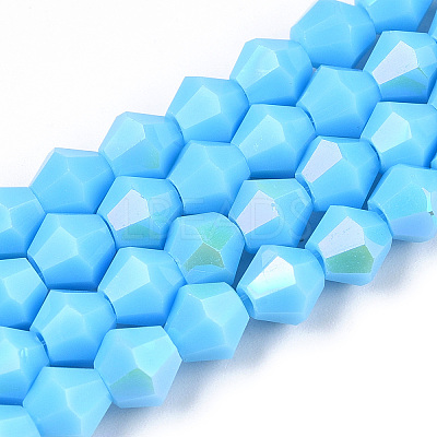 Opaque Solid Color Electroplate Glass Beads Strands EGLA-A039-P6mm-L12-1