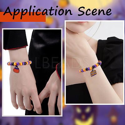 800Pcs 4 Colors Halloween Opaque Plastic Beads KY-SP0001-08-1