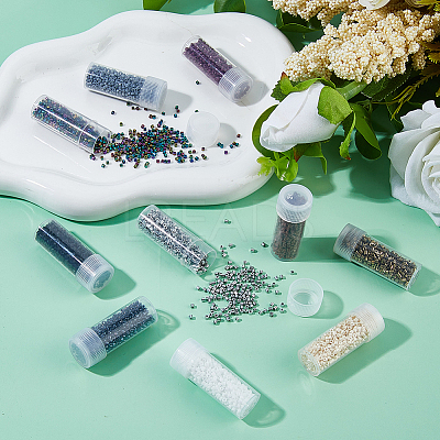 50G 10 Style Glass Cylinder Beads SEED-DC0001-15-1
