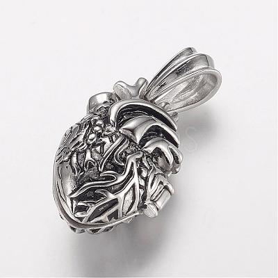 304 Stainless Steel Locket Pendants STAS-P137-19AS-1