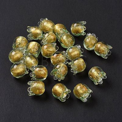 Handmade Gold Foil Lampwork Glass Beads X1-LAMP-G158-02B-1