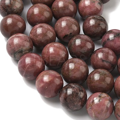Natural Rhodonite Round Bead Strands G-J302-10-12mm-01-1