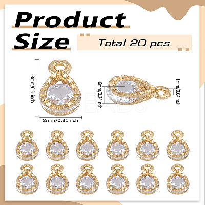 20Pcs Alloy Pendants ZIRC-LP0001-11KCG-1