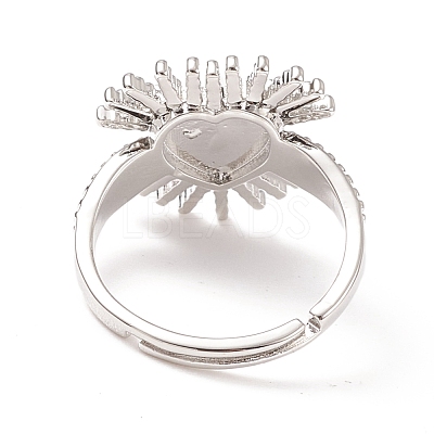 Black Cubic Zirconia Heart Sun Adjustable Ring RJEW-C028-03P-1