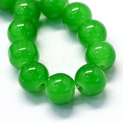 Baking Paint Imitation Jade Glass Round Bead Strands X-DGLA-Q021-8mm-10-1