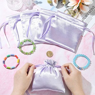 Satin Cloth Drawstring Pouches with Flower ST-CJ0048-001D-1