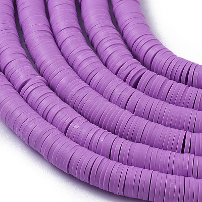 Flat Round Handmade Polymer Clay Beads LS-CLAY-R067-8.0mm-01-1