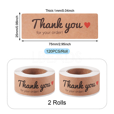 2 Rolls Rectangle Thank You Theme Paper Stickers DIY-TA0013-47A-1