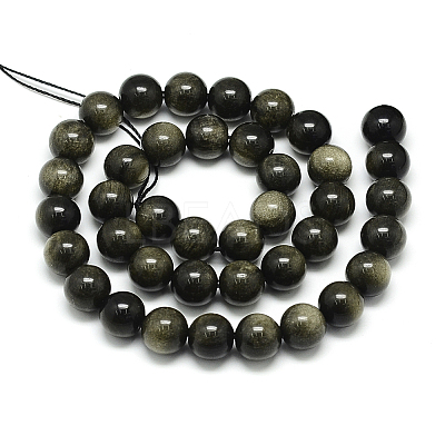 Natural Golden Sheen Obsidian Beads Strands G-S150-20-4mm-1