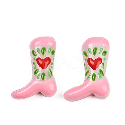 Boot Baking Paint Glass Enamel  Beads LAMP-C020-02D-1