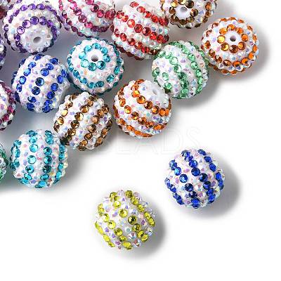 20Pcs 9 Colors Striped Resin Rhinestone Beads OACR-FS0002-35-1