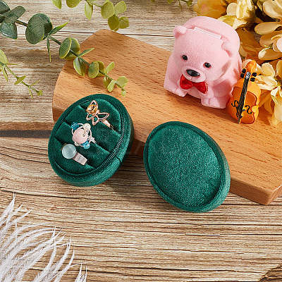 Oval Shape Velvet Rings Storage Gift Boxes CON-WH20001-06B-1