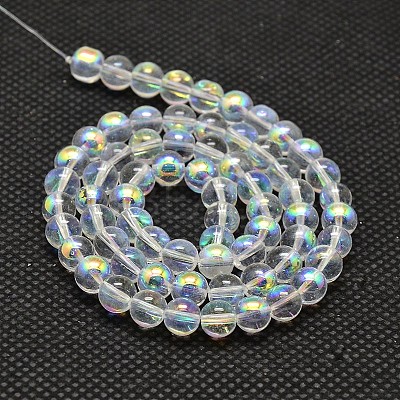 Imitate Austrian Crystal Electroplate Glass Round Bead Strands LS-GLAA-F030-6mm-B01-1