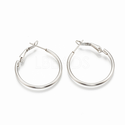 Non-Tarnish 304 Stainless Steel Hoop Earrings X-STAS-S078-07-30mm-1