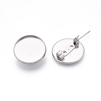 304 Stainless Steel Brooch Cabochon Settings STAS-E547-08E-P-1