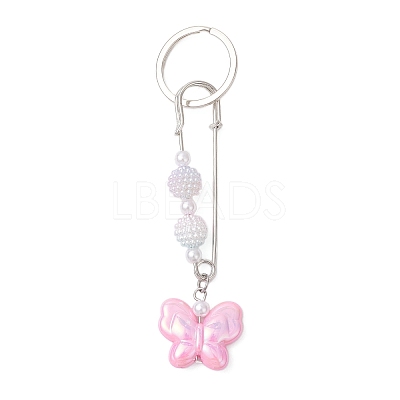 Acrylic Butterfly with Round Bead Keychains KEYC-JKC01438-1