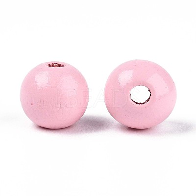 Spray Painted Round Natural Schima Wood Beads WOOD-A018-12mm-05-1