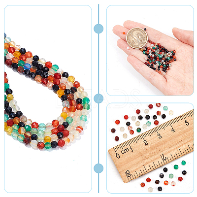 2 Strands Natural Dyed & Heated Multi-Color Agate Beads Strands G-NB0005-05-1