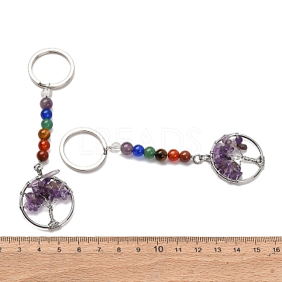 Gemstone and Natural Amethyst Chakra Keychain KEYC-P037-B02-1