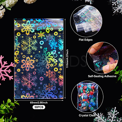 50Pcs Double Face Laser Rectangle PE Cellophane Bags ABAG-TAC0013-14A-1