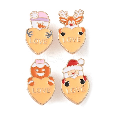 Christmas Theme Heart Enamel Pins JEWB-Z043-01G-1