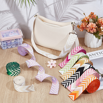 9Pcs 9 Colors Rhombus Vintage Jacquard Polyester Ribbon OCOR-PH0007-44-1