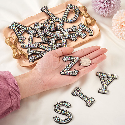 Alphabet Resin Rhinestone Patches DIY-TAC0005-45B-1