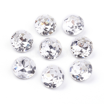 Pointed Back & Back Plated Glass Rhinestone Cabochons RGLA-J012-8mm-001-1