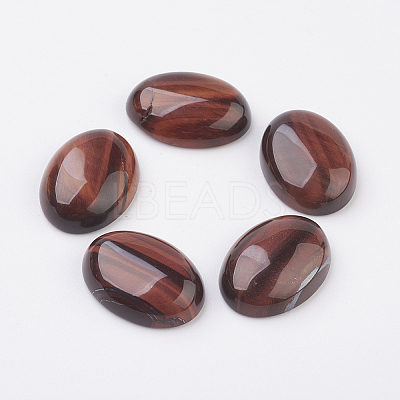 Natural Dyed & Heated Red Tiger Eye Flat Back Cabochons X-G-G741-13x18mm-13-1
