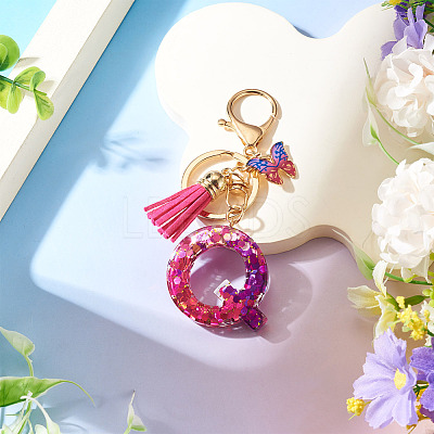Alloy Resin Butterfly Keychains KEYC-TADJ0002-02G-Q-1