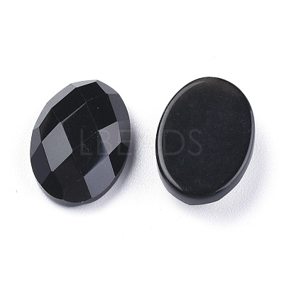 Natural Dyed & Heated Black Agate Cabochons G-G760-A10-1