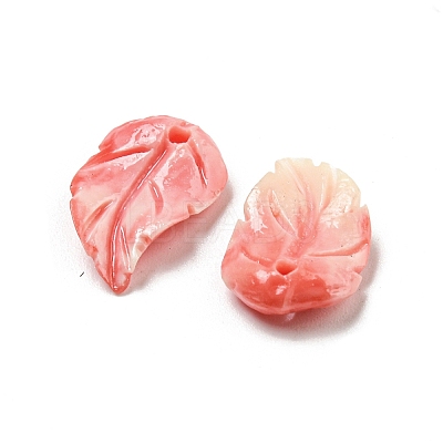 Synthetic Coral Dyed Leaf Charms CORA-Q034-02-01-1