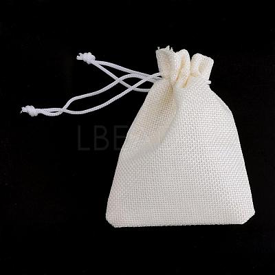 Polyester Imitation Burlap Packing Pouches Drawstring Bags ABAG-R005-14x10-21-1