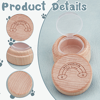 Carved Wood Baby Tooth Keepsake Cases with Lids CON-WH0100-09B-1