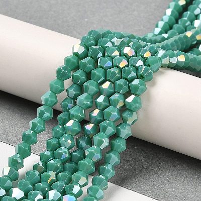 Opaque Solid Color Electroplate Glass Beads Strands GLAA-F029-P4mm-A07-1