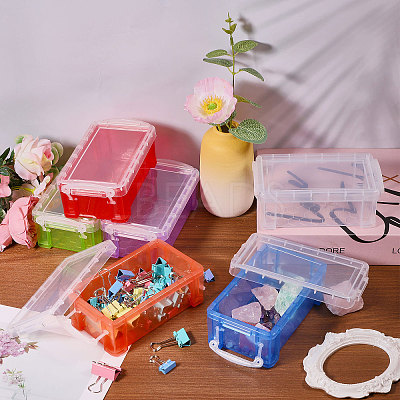 6Pcs 6 Colors Transparent Plastic Stackable Mini Organizer Bead Containers with Locking Lid CON-BC0007-66-1