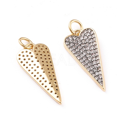 Brass Micro Pave Clear Cubic Zirconia Pendants ZIRC-I043-05G-1