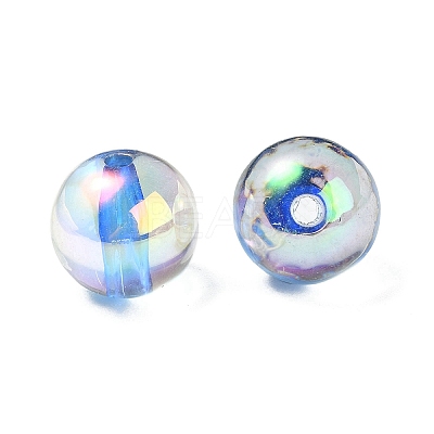 UV Plating Transparent Rainbow Iridescent Acrylic Beads OACR-F004-01C-1