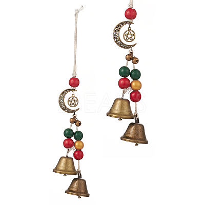 Christmas Theme Schima Wood Beaded Pendant Decorations HJEW-JM00926-1