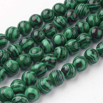 Synthetic Malachite Bead Strands G-G735-70-8mm-1