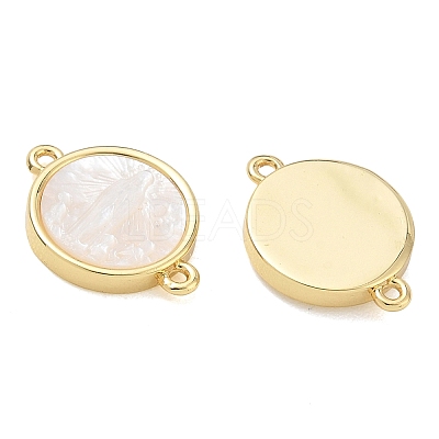 Rack Plating Brass & Natural White Shell Connector Charms SH-CBA6629-33G-1